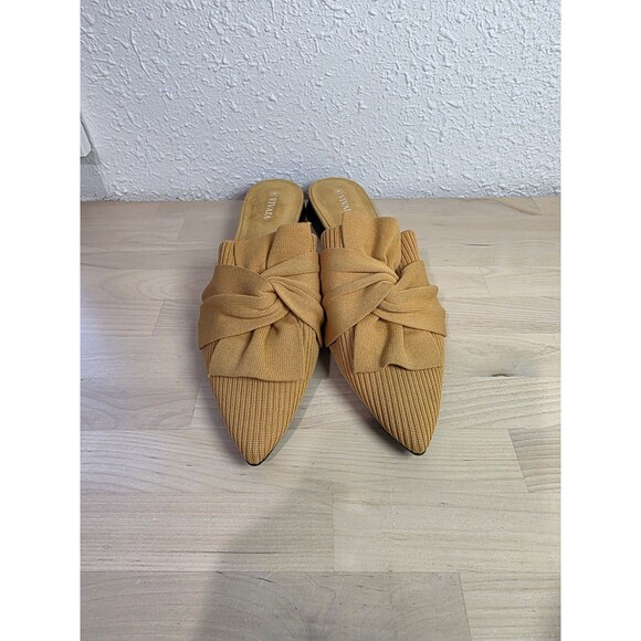 Vivaia Pointed- Toe Knot Sandals Yaffa Mustard Yellow Old Money Knit Comfort 10 - Picture 3 of 6